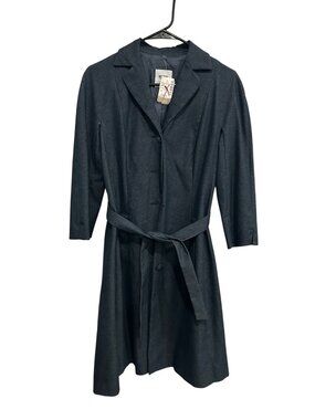 Moschino Cheap & Chic Denim Blue Belted Coat Size 10 Designer Tailored NWT